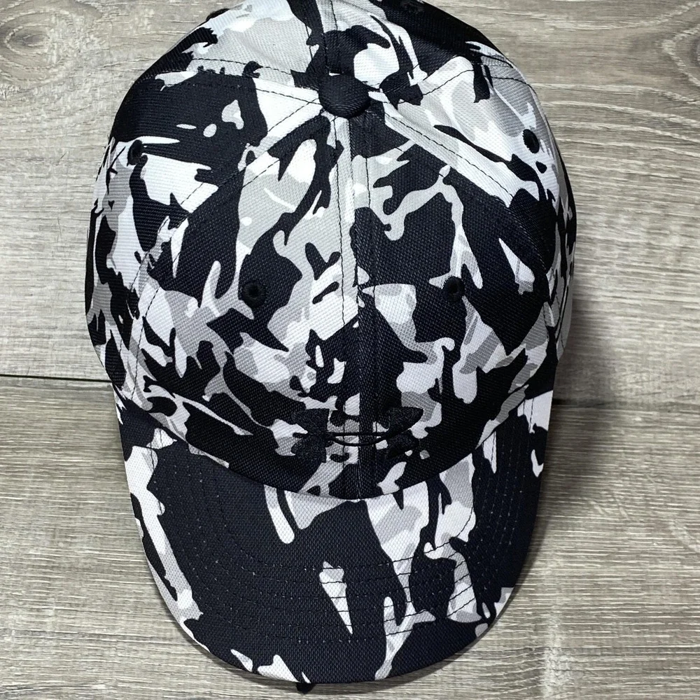 Under Armour Hat Cap Strap Back Youth OSFM Black White Camo Camouflage Polyester